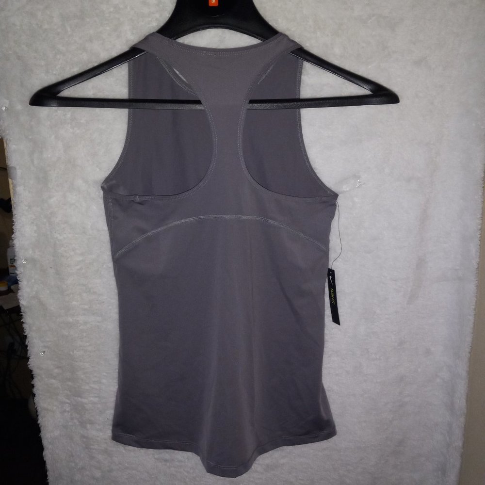 NWT! NIKE Pro Dri-Fit Racerback Slim Fit Tank Top Heathered Gray Women's Size XS - Picture 11 of 12